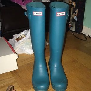 Teal Hunter Boots, Regular Calf, SIZE 8